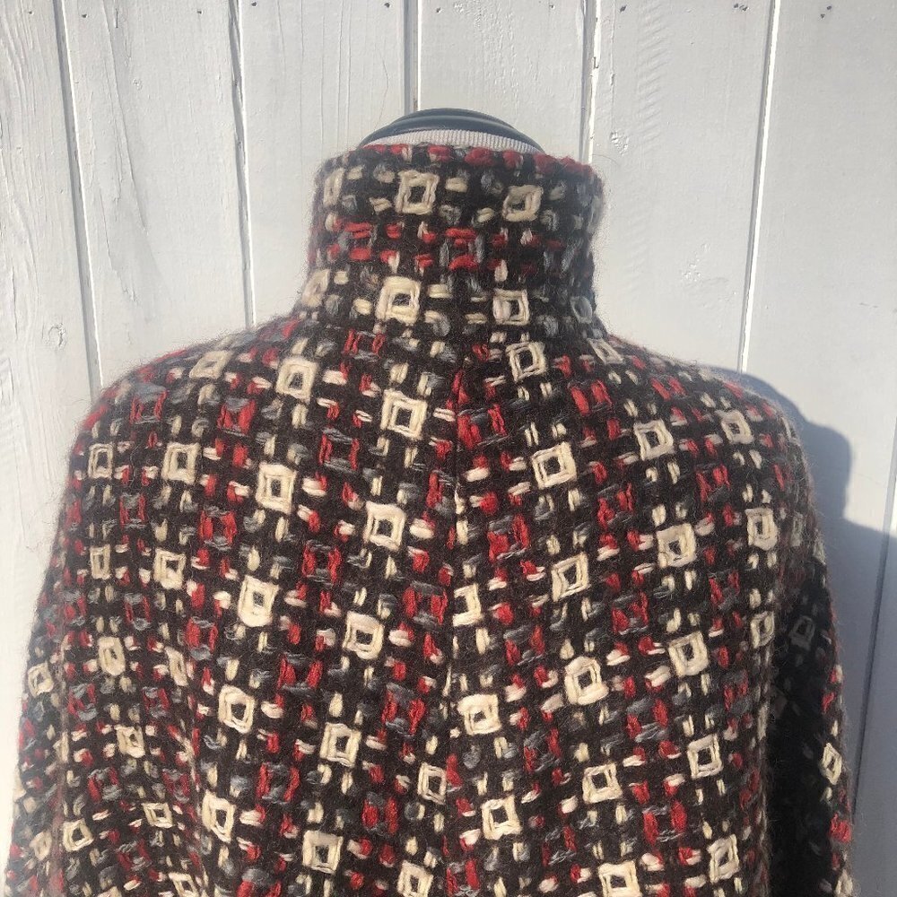 Searle Wool Multi Color Button Front Cape - image 5